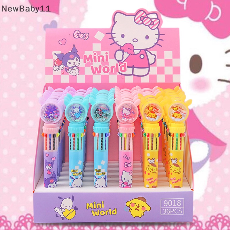 Bút Bi Dạng Nhấn 10 Màu Đa Năng Họa Tiết Hoạt Hình Dễ Thương