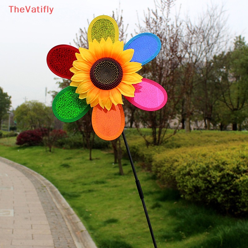 [Thevalifly] Cối Xay Gió Hình Hoa Hướng Dương Đính Kim Sa Nhiều Màu Sắc Có Thể Gập Lại Trang Trí Nhà Cửa Sân Vườn Cắm Trại