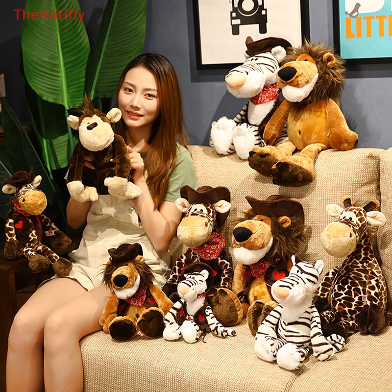 Thú Nhồi Bông Hình Sư Tử / Hổ / Báo / Hươu Cao Cổ 25cm Sống Động Làm Quà Tặng Cho Bé