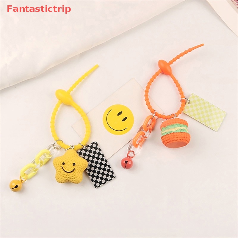 DELL [Fantastictrip] Móc Khóa Hình Hamburger Mặt Trăng Ngôi Sao Dễ Thương Trang Trí Ba Lô Xe Hơi