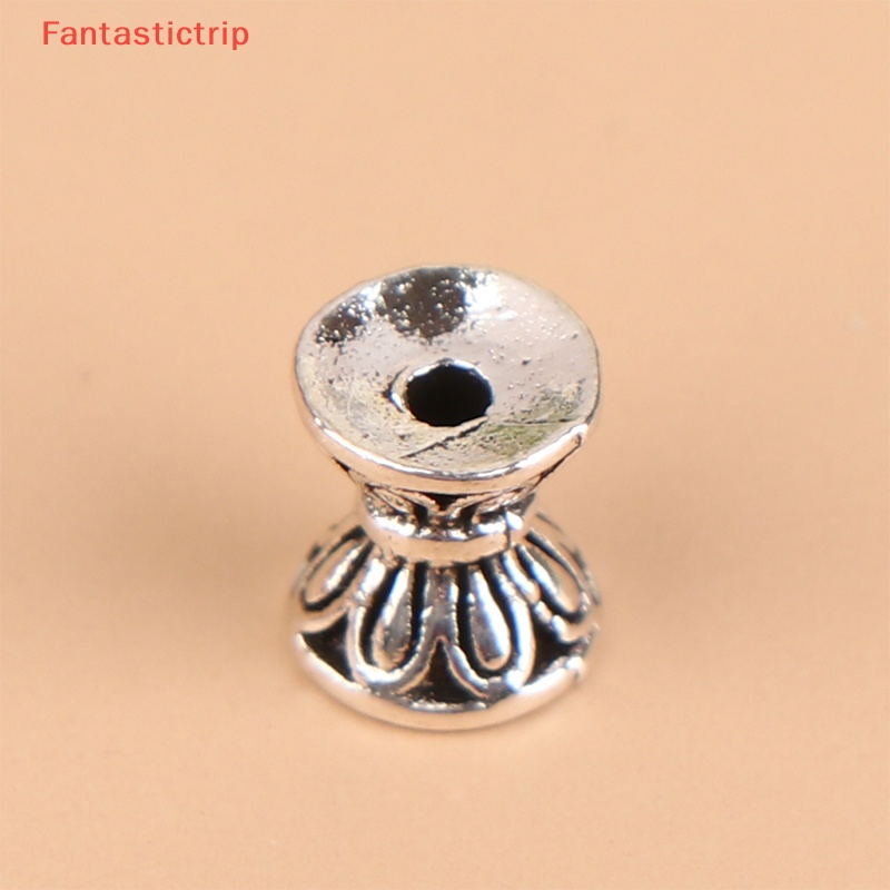 Set 10 Hạt Xâu Chuỗi Hai Mặt Hình Hoa Sen 6 X 5.5Mm Phong Cách Vintage Làm Trang Sức Thủ Công Mới