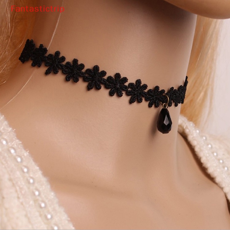 Vòng Cổ Choker Dây Nhung Phối Ren Phong Cách Gothic Cổ Điển Thời Trang Cho Nữ Mới