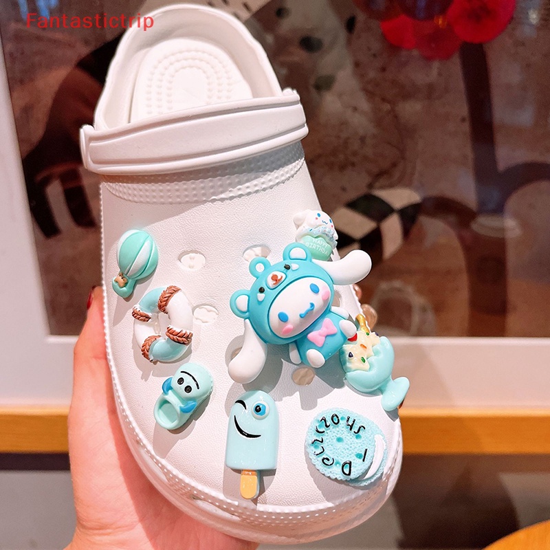 1 Cặp Giày Croc DIY Họa Tiết Hoa Hoạt Hình Dễ Thương Có Thể Tháo Rời Cho Bé