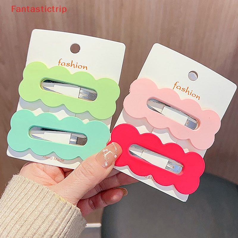 Set 2 Kẹp Tóc 8cm Màu Trơn Dễ Thương Dành Cho Nữ