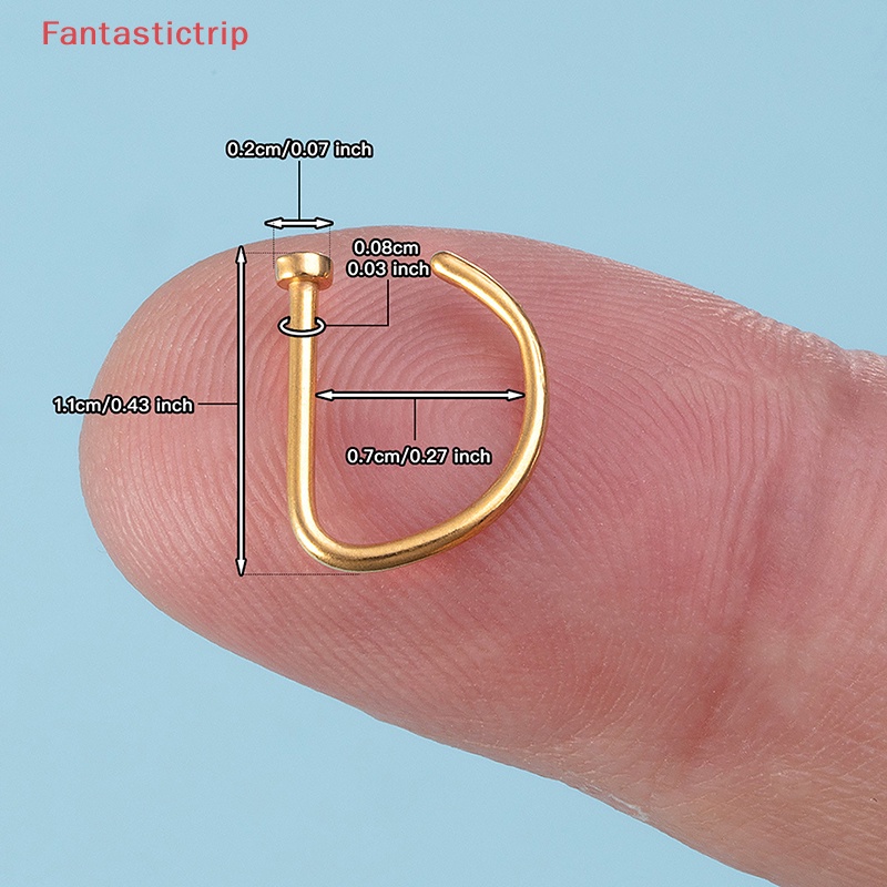 Set 3 Khuyên Mũi 18G Hình Chữ D Bằng Thép Không Gỉ Dành Cho Nữ Mới