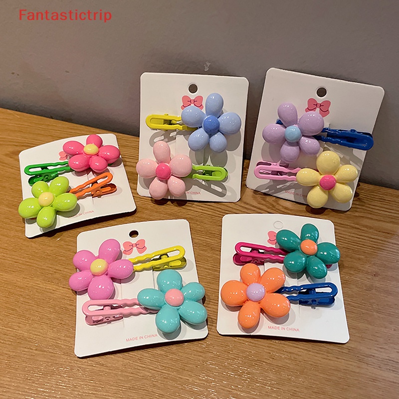 Set 2 Kẹp Tóc Hình Bông Hoa Xinh Xắn Cho Bé Gái Mới