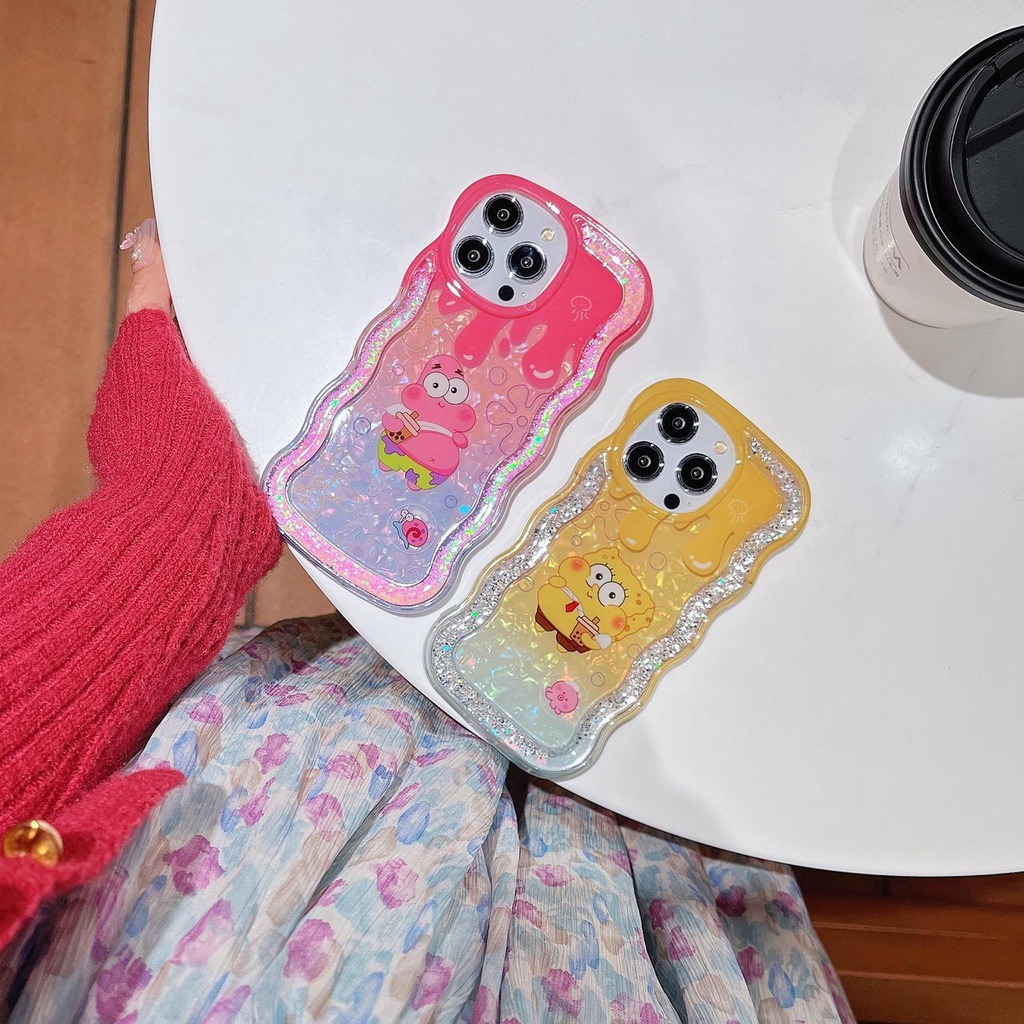 Ốp Điện Thoại TPU Dẻo Dạng Cát Chảy Họa Tiết Hoạt Hình Spongebob Patrick Star Cho iPhone 12 13 14 Pro Max