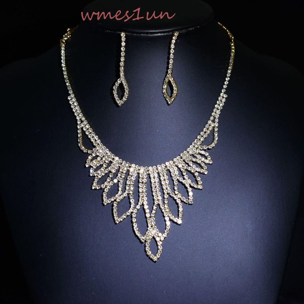 Bộ Trang Sức Cô Dâu Đính Tua Rua WMES15H|Khuyên Tai Hợp Kim Dáng Dài Thời Trang Cho Nữ