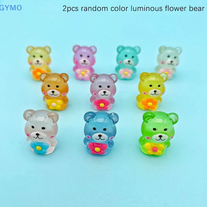 Bộ 2 Chú Gấu Hoạt Hình Bằng Nhựa Phát Sáng Dùng Trang Trí