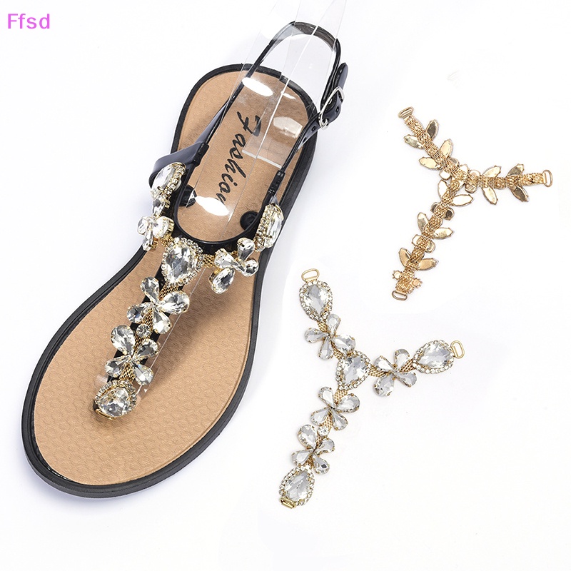 1 Phụ Kiện Khóa Giày Bikini Đính Đá Thủ Công Màu Vàng / Bạc DIY