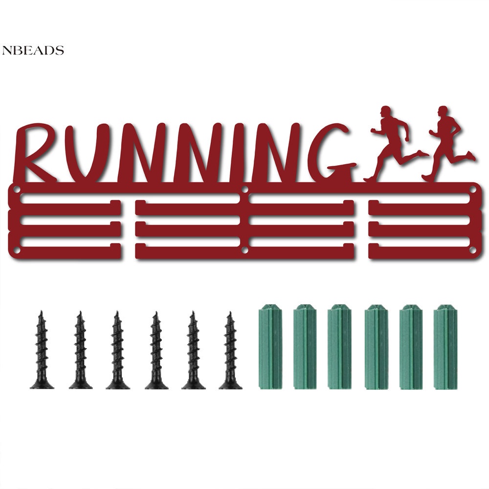 1 Bộ Giá Đỡ Huy Hiệu Treo Tường Chạy Bộ / Huy Hiệu 3 Rung Gồm 60 Medals Màu Đỏ Dễ Lắp Đặt