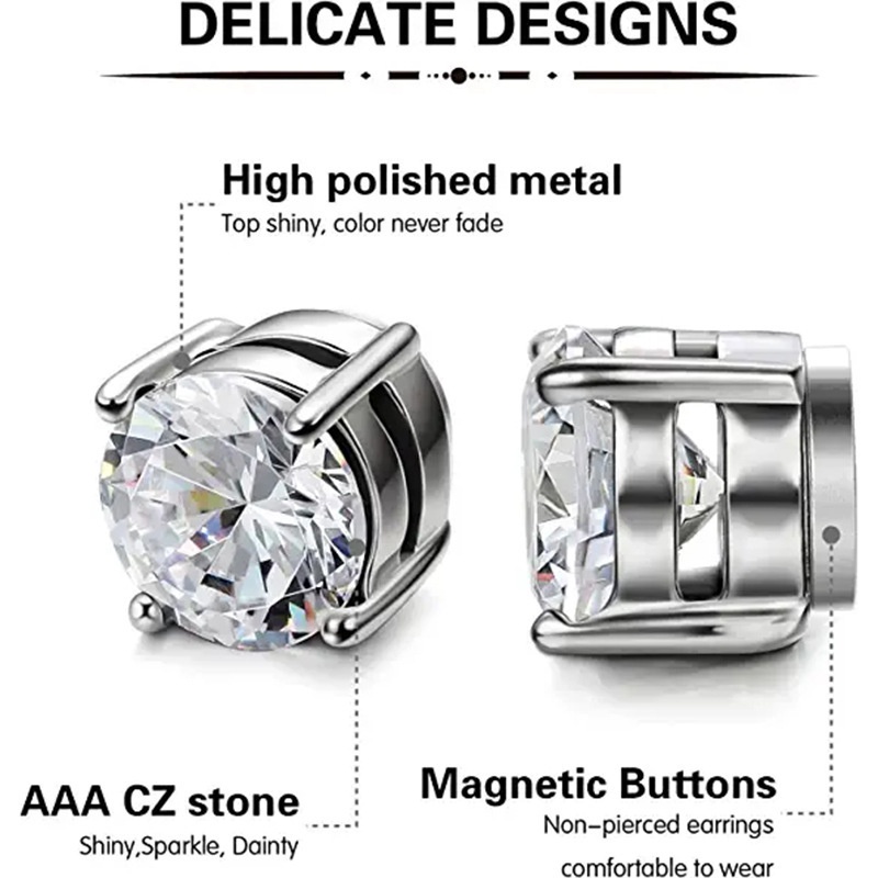 Bông Tai Nam Châm BằNg ThéP Không Gỉ ĐíNh Kim Cương Giả - Bộ 1 Cá