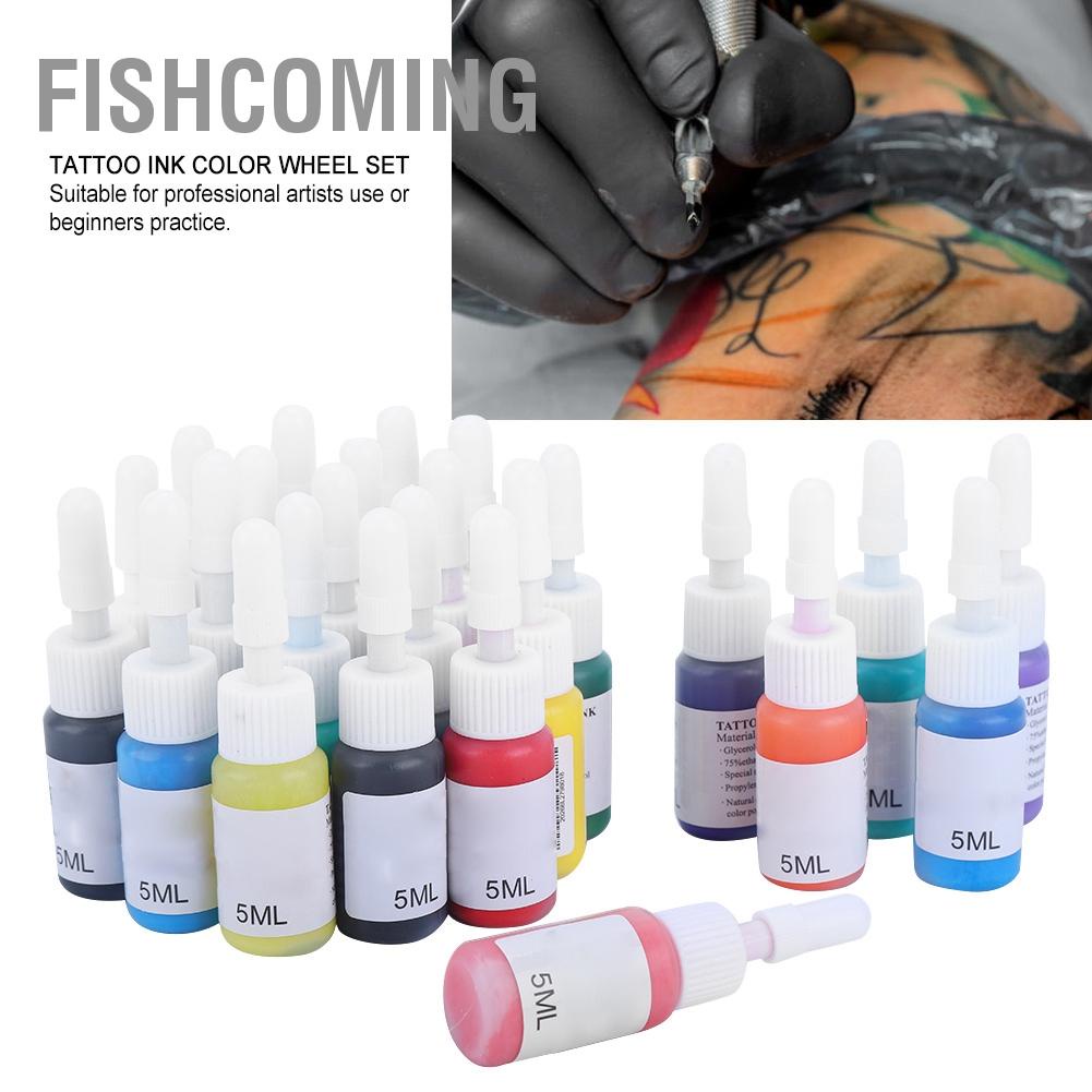 FishComing 25 Cái Mực xăm Microblading chuyên nghiệp Bộ lâu dài Thực hành hình trên cơ thể sắc tố