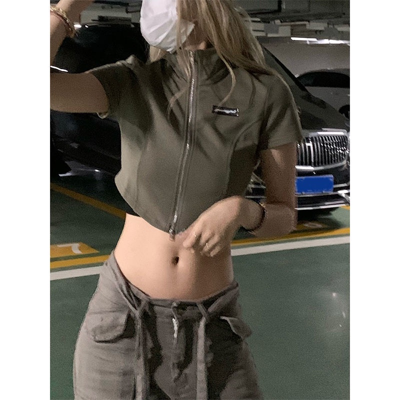 COZOK Áo Thun Tay Ngắn Cổ Polo Phối Khóa Kéo Thời Trang Trẻ Trung