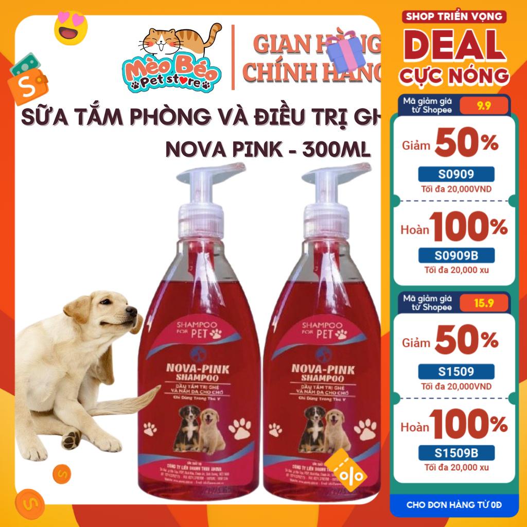 Sữa tắm ghẻ và nấm da cho cún NOVA–PINK SHAMPOO do Demodex, Sarcopte - 300ml