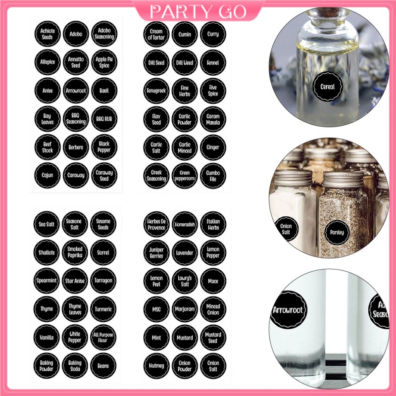 Kính Set 144 Nhãn Dán Lọ Gia Vị Bằng Thủy Tinh