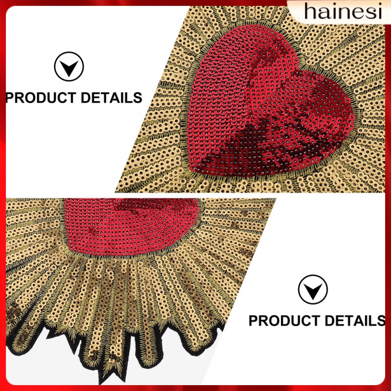 Bộ 2 Miếng Vá Trang Trí Áo Khoác Hình Trái Tim Đính Kim Sa Lấp Lánh