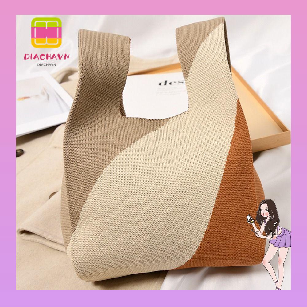 Túi Xách Mua Sắm Đan Len Đeo Cổ Tay Có Thể Tái Sử Dụng Cho Nữ