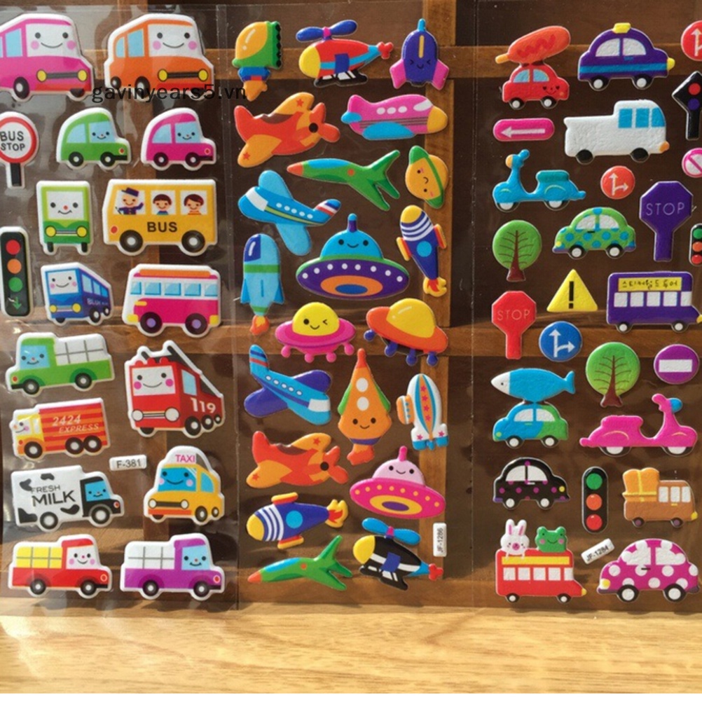 Bộ 10 Sticker Hoạt Hình 3D Cổ Điển Dùng Làm Quà Tặng