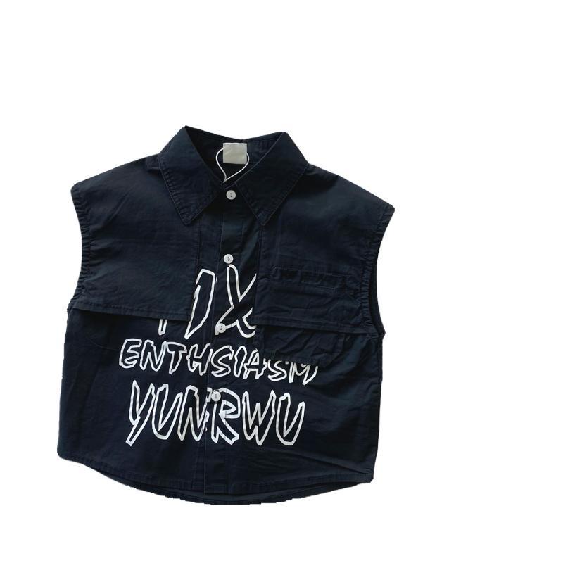 Bộ Áo Sơ Mi Cotton Không Tay Kèm Quần Ngắn Thời Trang Mùa Hè Phong Cách Hàn Quốc Mới Cho Bé Trai Và Gái