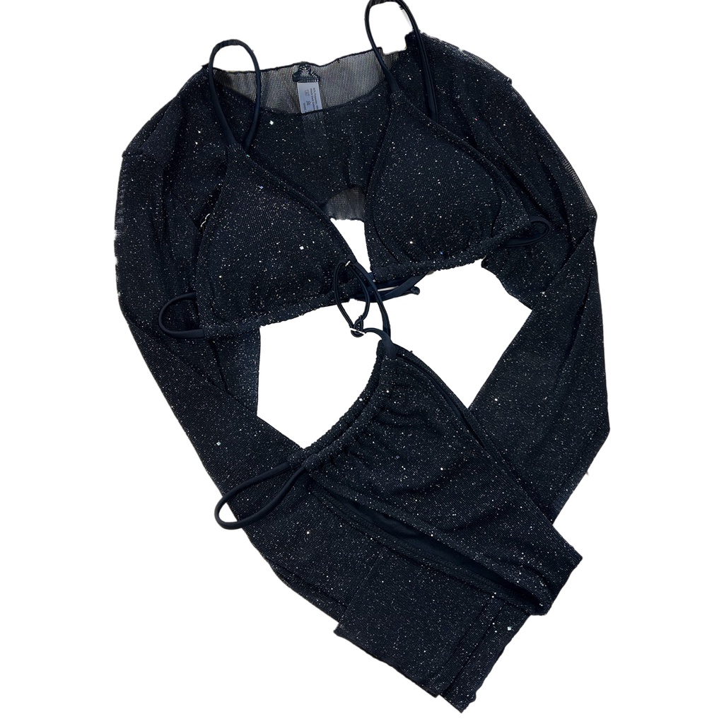 Goodlaminyz Bộ Đồ Bơi 3 Mảnh Dây Rút Hở Lưng Đàn Hồi Có Đệm Mút