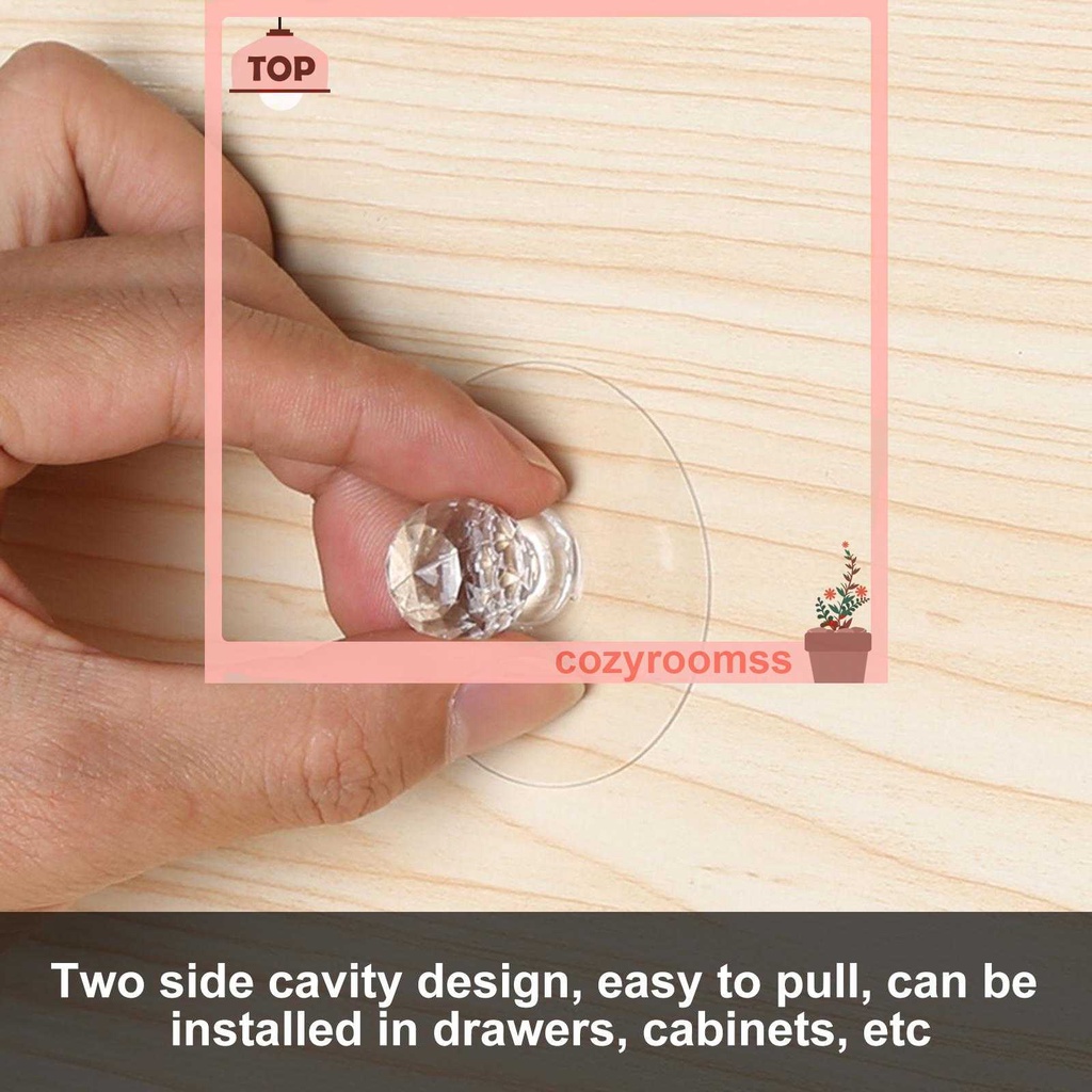 Set 2 Tay Nắm Cửa Trong Suốt Đính Pha Lê