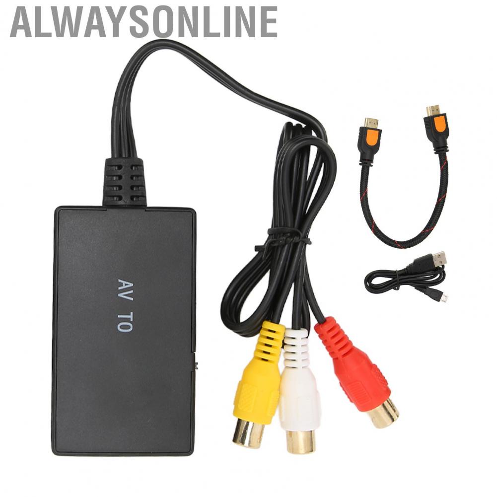 Alwaysonline AV To HD Multimedia Interface Converter 1080P Plug and Play  Free ABS for Conference Home Movie