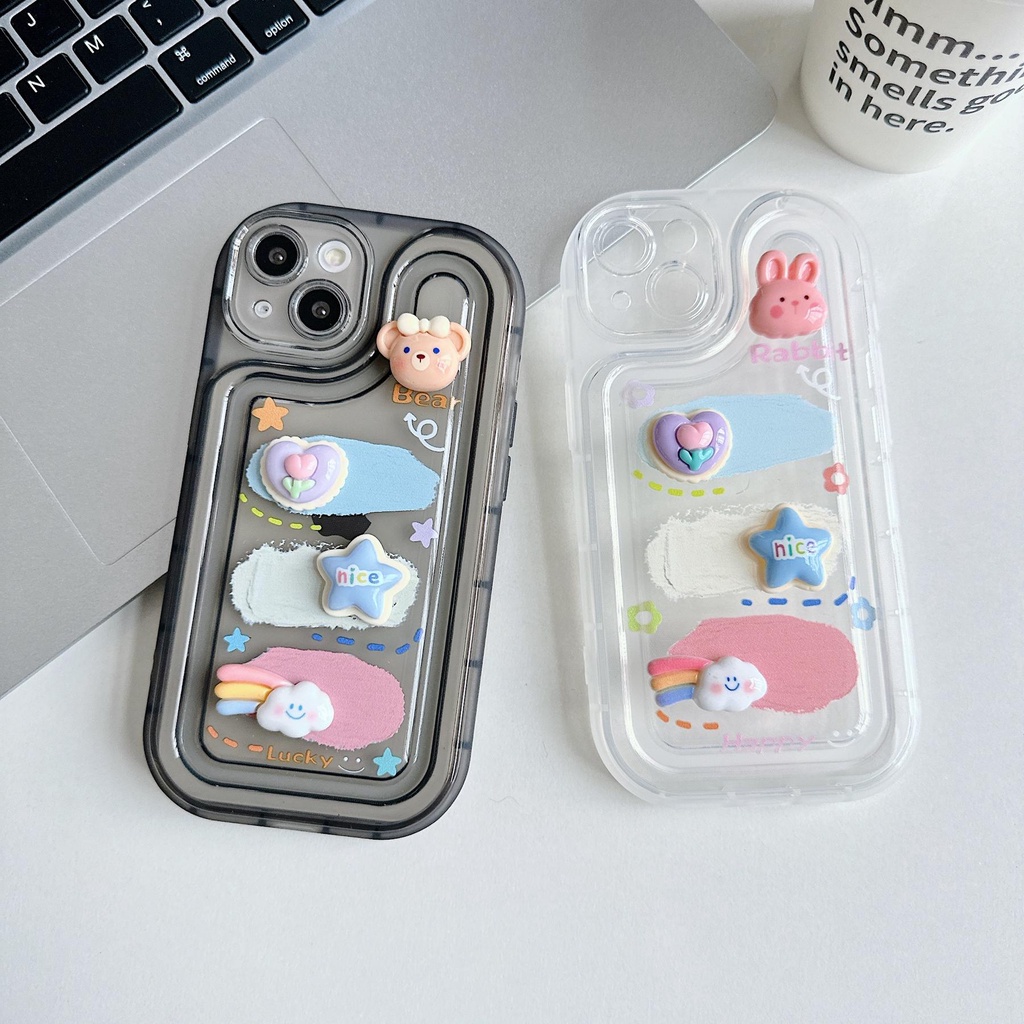 Ốp Điện Thoại PC Tpu Mềm Trong Suốt Họa Tiết Hoạt Hình Dễ Thương Cho iPhone 13 12 11 Pro Max 14 Plus
