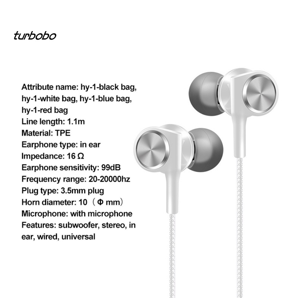 Tai Nghe Nhét Tai Có Dây Giảm Tiếng Ồn HY-1 Jack 3.5mm Tích Hợp Mic Cho Điện Thoại Thông Minh