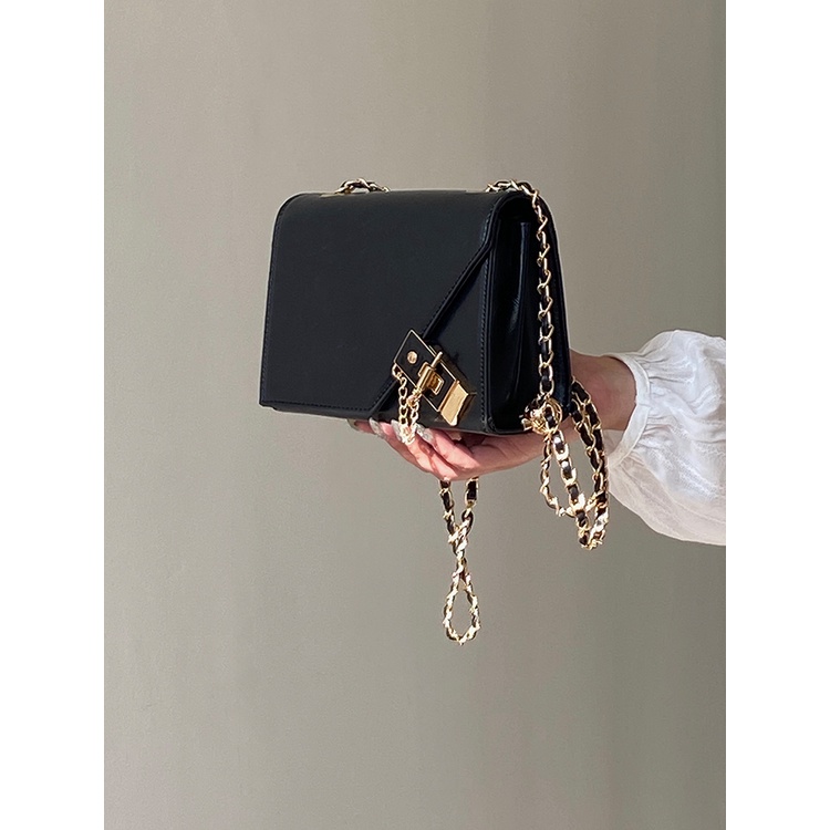 Túi Đeo Vai / Đeo Chéo Bằng Da Sáp Hình Vuông Cỡ Nhỏ Cài Khóa Thời Trang