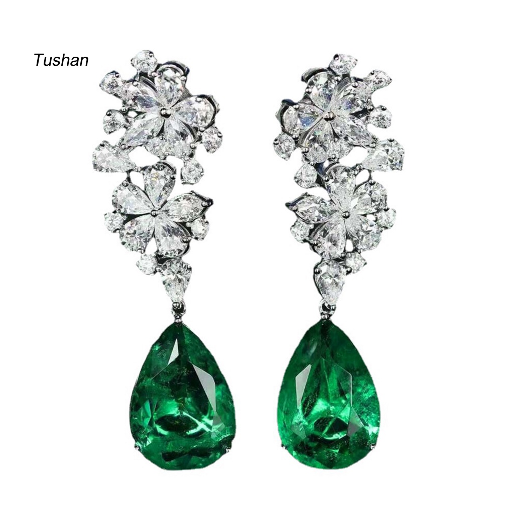 1 Đôi Bông Tai Hình Giọt Nước Họa Tiết Hình Học Thời Trang