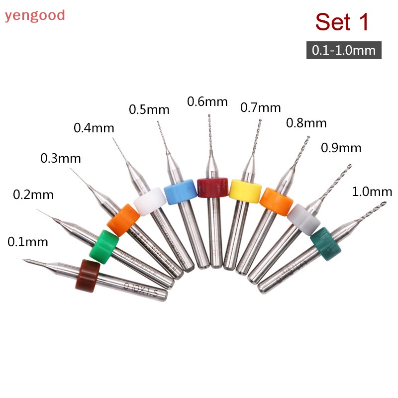 Set 10 Mũi Khoan Micro PCB Bằng Hợp Kim Cứng 0.1mm-1.2mm 0.1mm 1.2mm Chất Lượng Cao