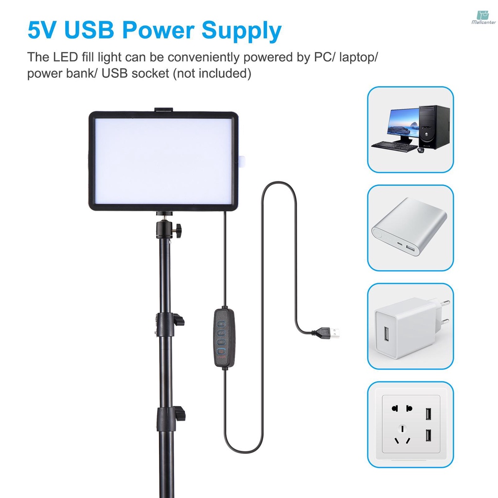 Andoer 2 Pack USB LED Video Lights Kit with 3200K-5500K Fill Lights Dimmable 172cm/67.7in Light Stands Flexible Ballheads Color Filters for Video Conference Lighting Live Streaming Video Recording Pro