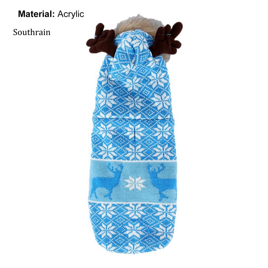 Áo Sweater Dệt Kim Giữ Ấm In Họa Tiết Hoa Tuyết Tuần Lộc Giáng Sinh Đáng Yêu Cho Cún Cưng