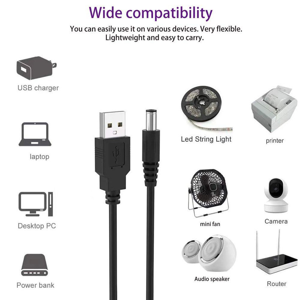 Usb To Dc Power Cord 0.8M Interface 5.5*2.5 Wire Adapter For Camera Router Led Strip Light Cable Line [Q/12]