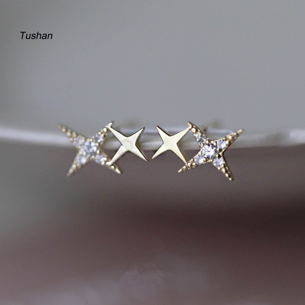 1 Đôi Bông Tai Đính Đá Hình Ngôi Sao Phong Cách Hàn Quốc Dành Cho Nữ