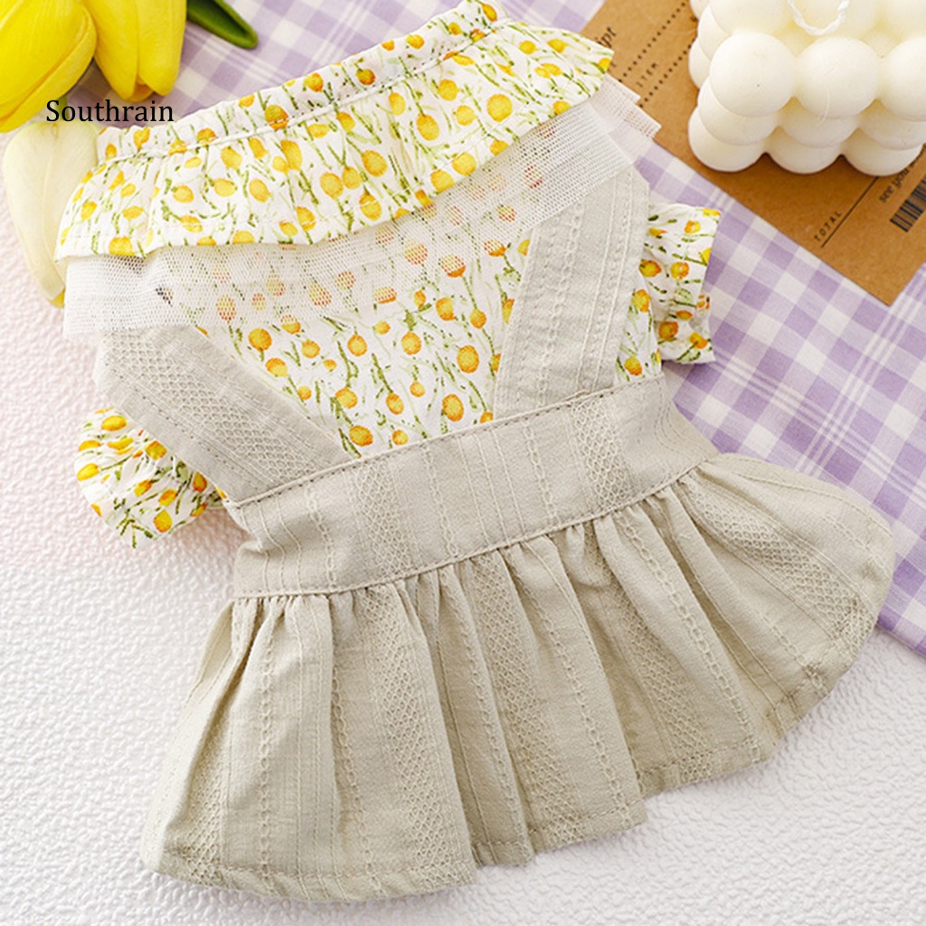 Đầm Hai Dây In Hoa Thân Thiện Với Làn Da Thời Trang Mùa Hè Cho Cún Cưng