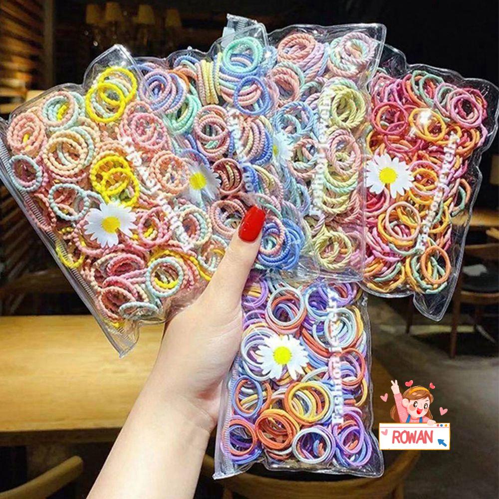 Túi 100 Dây Buộc Tóc Nhiều Màu Sắc Dễ Thương Cho Bé