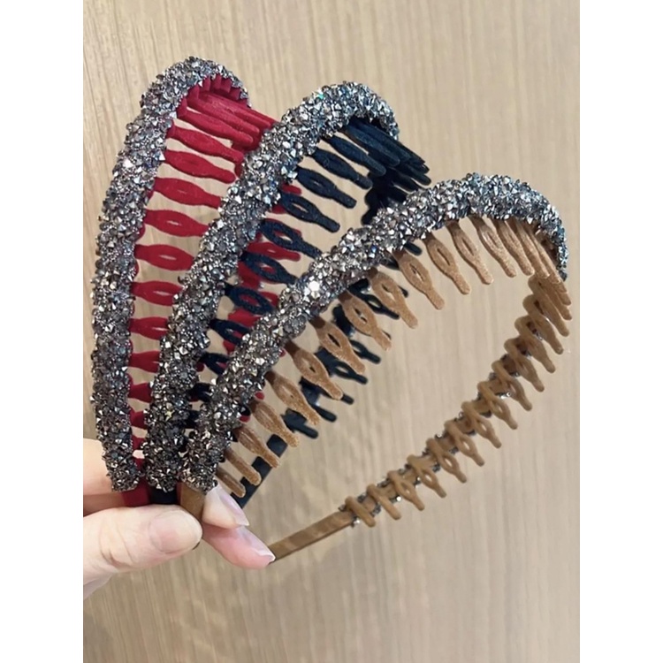 Băng Đô Nhung Đính Kim Cương Giả Kiểu Hàn Quốc Tiện Dụng Rửa Mặt