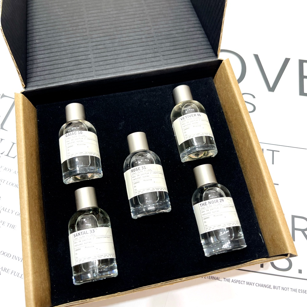 Bộ Nước Hoa Phòng Thí Nghiệm Le Labo 10 33 29 Mùi Trà Đen 5X10Ml Bằng Gỗ Đàn Hương