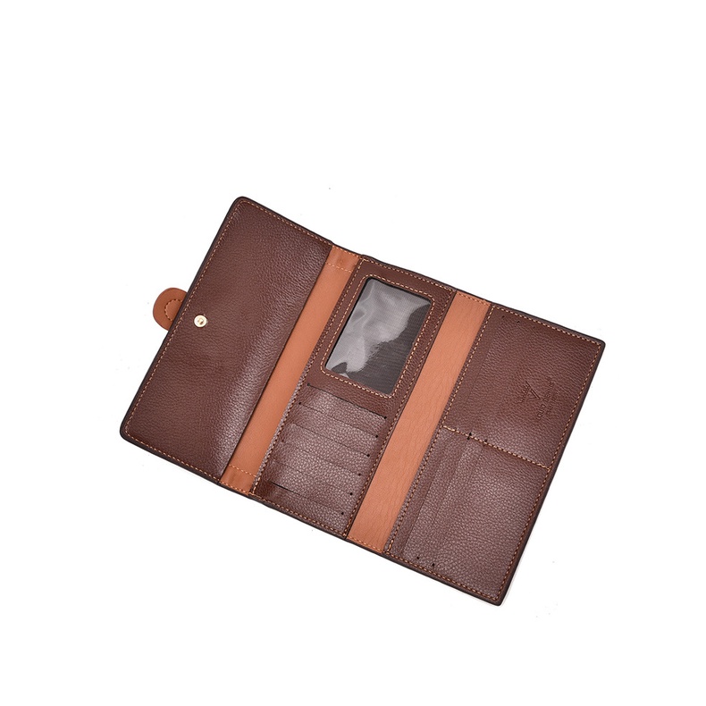 Ví Da Chuwanglin Dáng Dài Đính Đinh Tán Vintage Thời Trang Cho Nữ