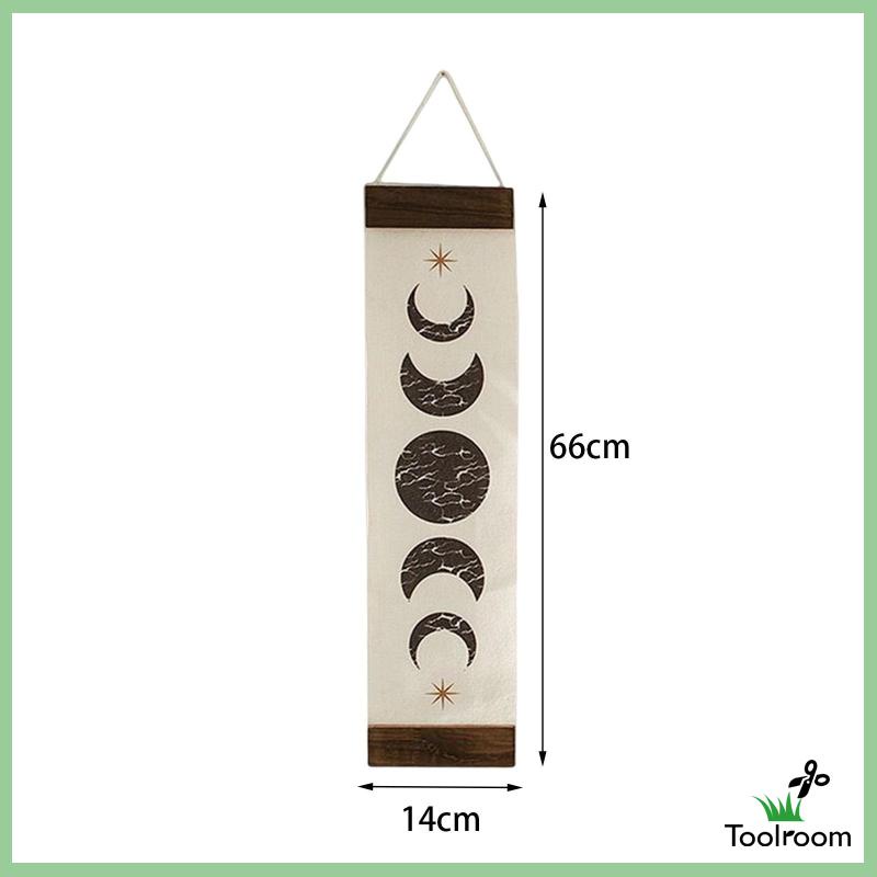 [Toolroom] Thảm Treo Tường Dọc In Hình Mặt Trăng Pha Lê Handmade Màu Đen Phong Cách Bohemian