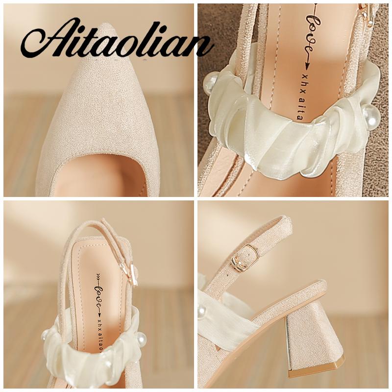 Giày Cao Gót 5cm Da Lộn Mũi Nhọn Đế Dày Mềm Mại Thời Trang Cho Nữ