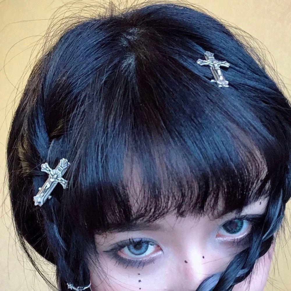 Kẹp Tóc Hóa Trang Hình Thánh Giá|Kẹp Tóc Mỏ Vịt Phong Cách Gothic Trung Hoa