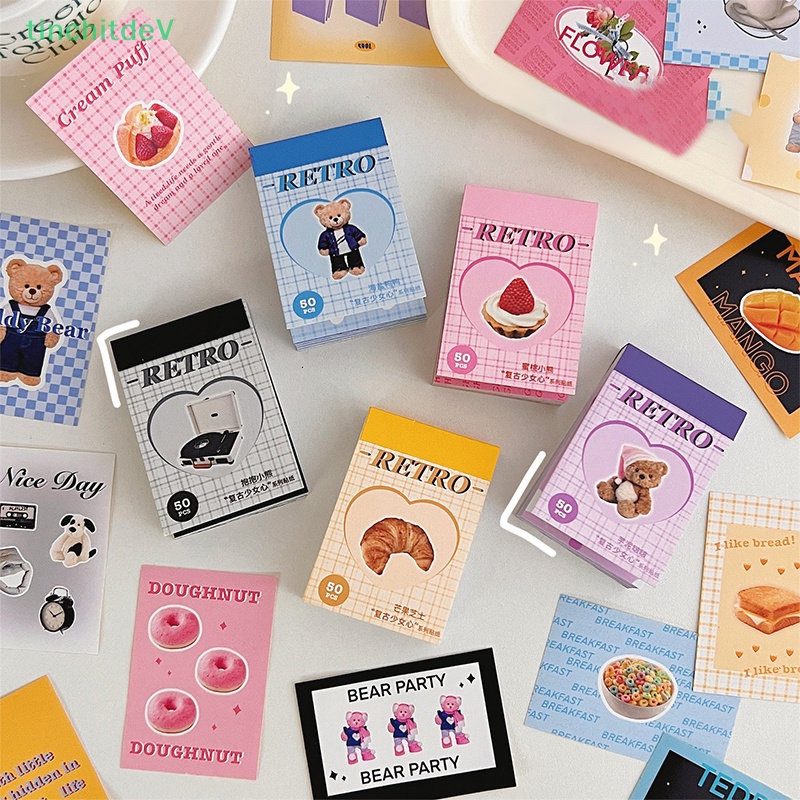 [TinchitdeV] Set 50 Tờ Nhãn Dán Trang Trí Sổ Tay Hình Gấu Dễ Thương DIY