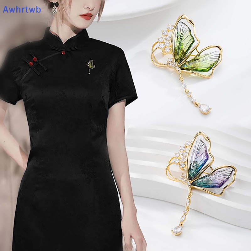 Ghim Cài Áo Hình Bướm Đính Pha Lê Trong Suốt Thời Trang Cho Nữ Mới