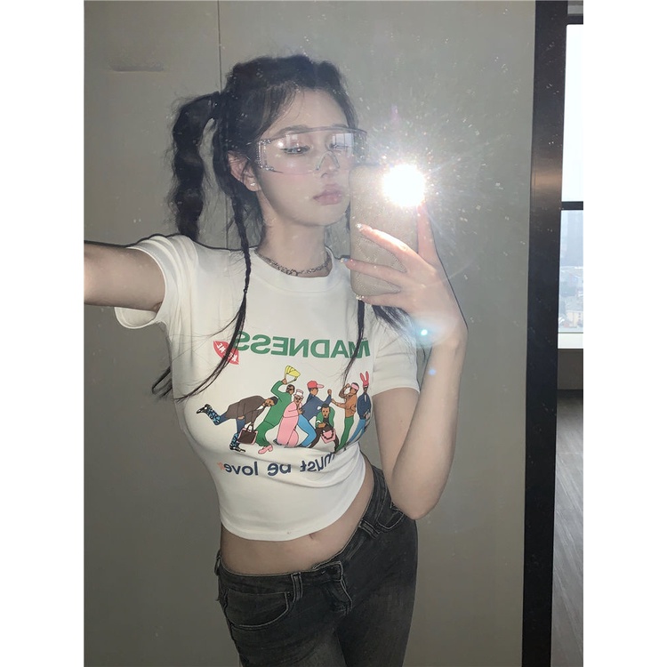 Áo baby tee Thun croptop nữ Tay Ngắn Trễ Vai Màu Trắng Thời Trang Mùa Hè Cho Bé Gái