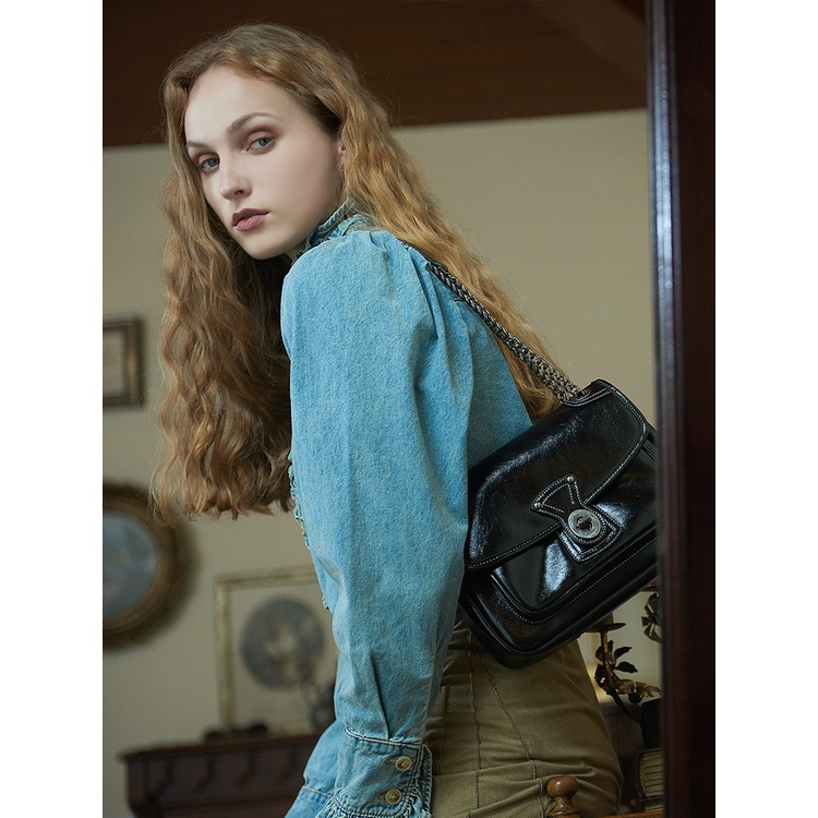 Túi Đeo Vai Hình Vuông Cỡ Lớn Phối Dây Đeo Sợi Xích Thời Trang