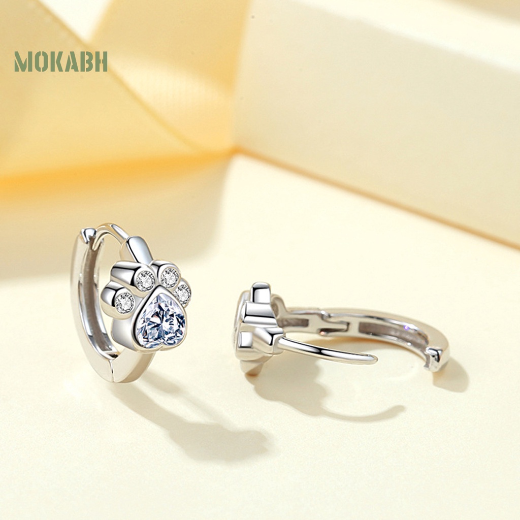 1 Đôi Bông Tai Hình Móng Vuốt Mèo Đính Đá Lấp Lánh Thời Trang