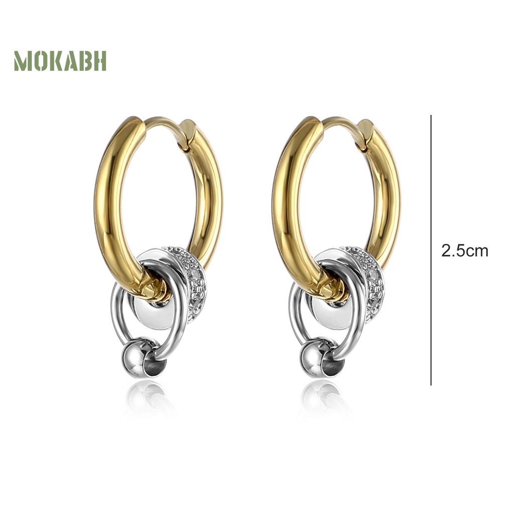 1 Khuyên Tai Thép Titan Nhiều Lớp Phong Cách Hip Hop Đơn Giản Thời Trang